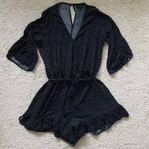 Who What Wear Black & White Polka Dot Romper